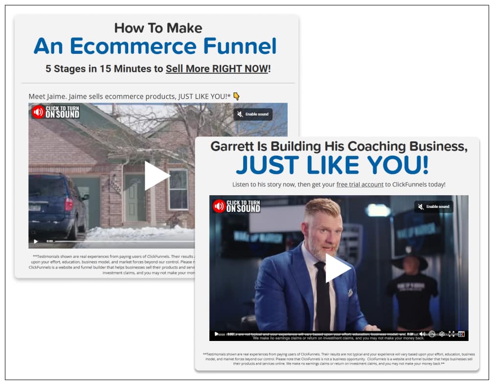 Quiz/Survey Funnel 11 Clickfunnels Quiz Funnel example: Result page for difference audience