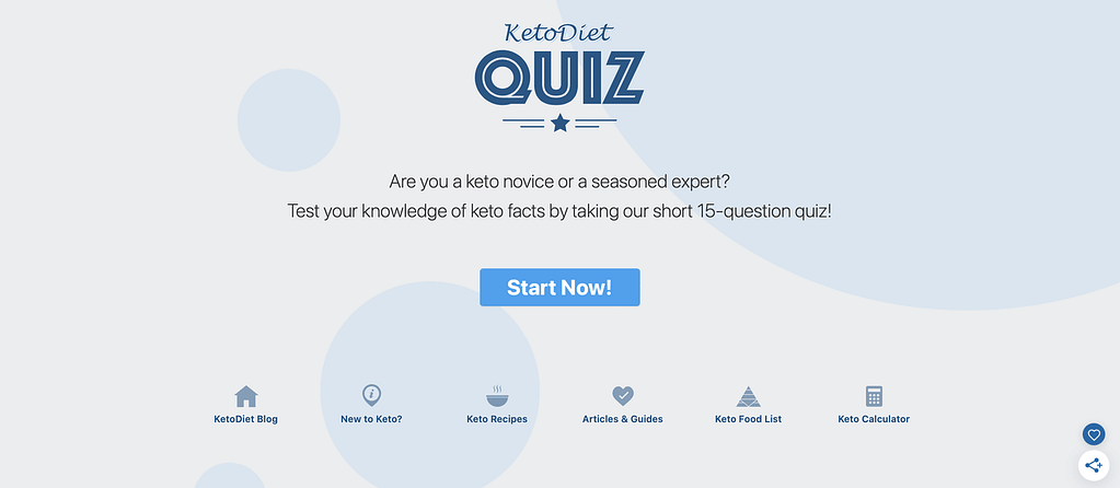Quiz/Survey Funnel 1 Example of Quiz Funnel Assessment type
