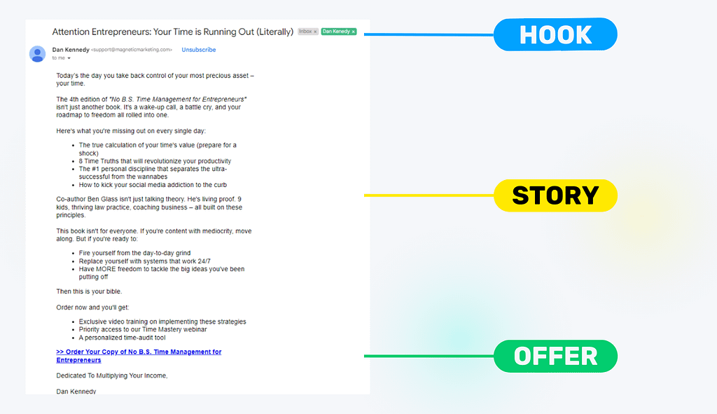 Hook Story Offer Framework 3 hook story offer example for email marketing