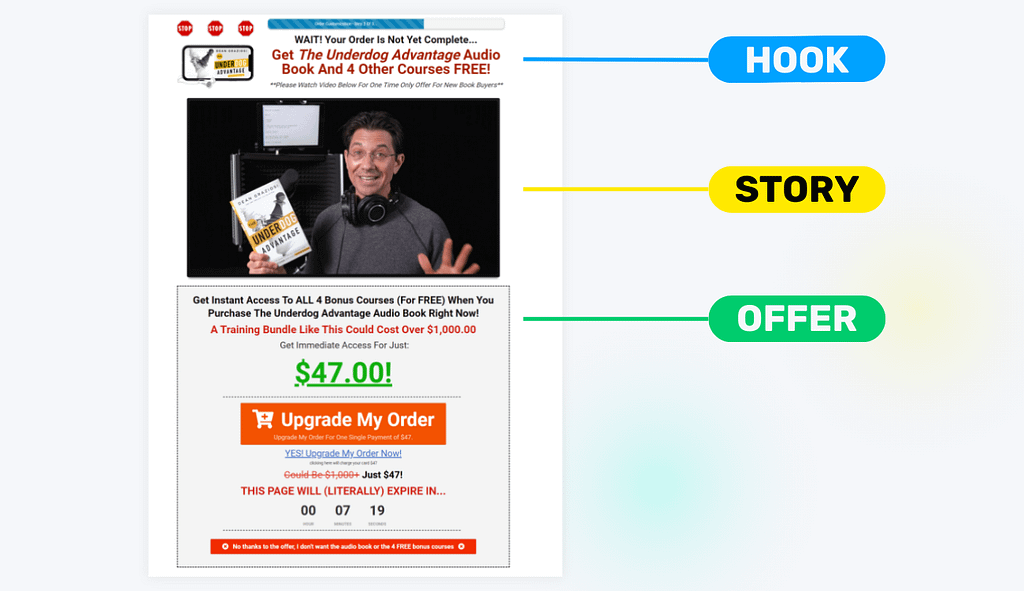 Hook Story Offer Framework 2 hook story offer example in upsell page