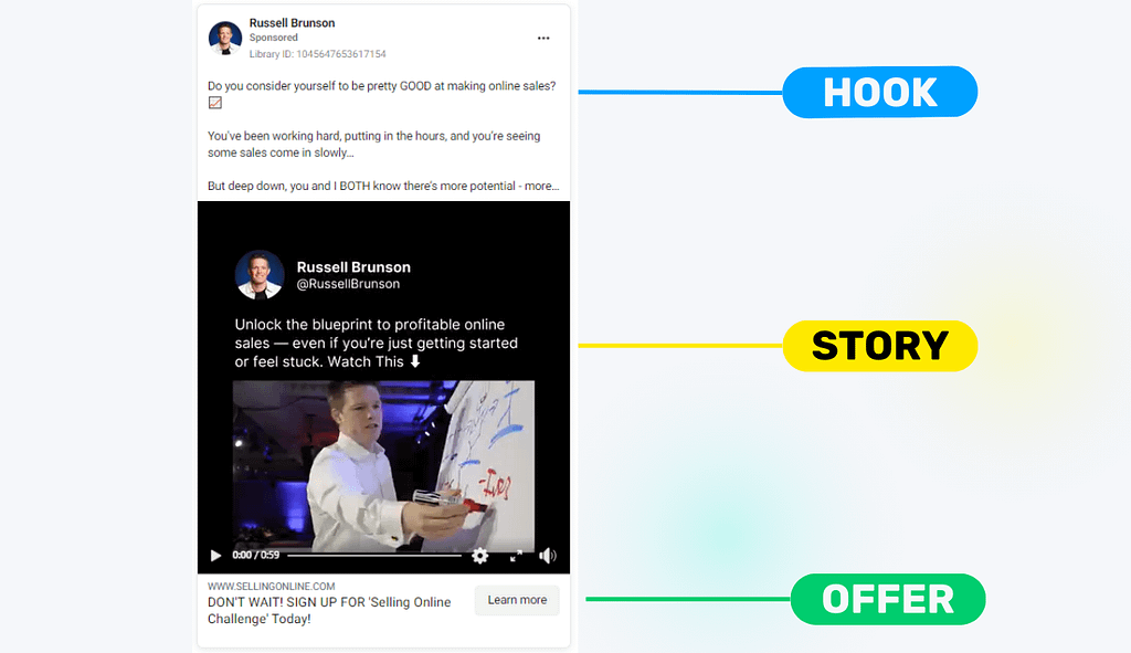 Hook Story Offer Framework 1 hook story offer example in a paid ad