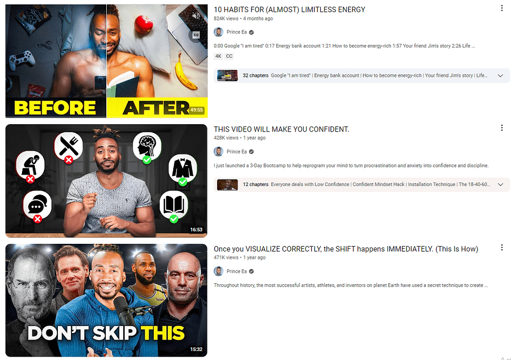 Hook Story Offer Framework 5 Curiosity hook example 2: Prince EA Youtube thumbnails that hook
