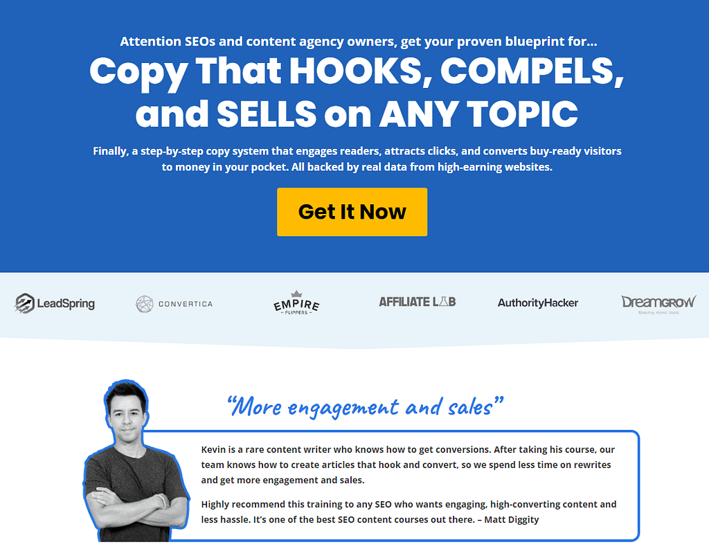 Hook Story Offer Framework 6 Web Copy Masterclass - Empathy hook example