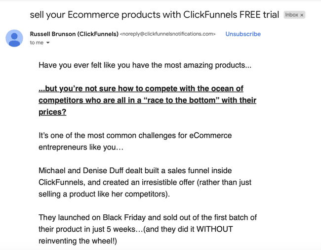 Quiz/Survey Funnel 12 Clickfunnels quiz funnel example: Email marketing
