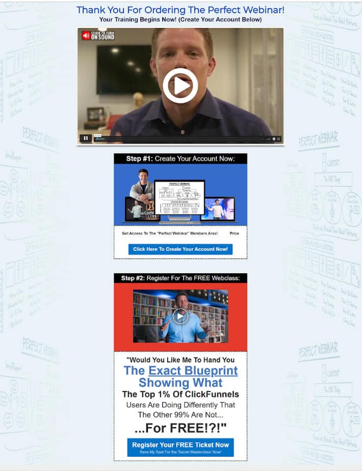 Tripwire Funnel 8 Russell Brunson's Perfect Webinar Secrets Funnel: The thank you page