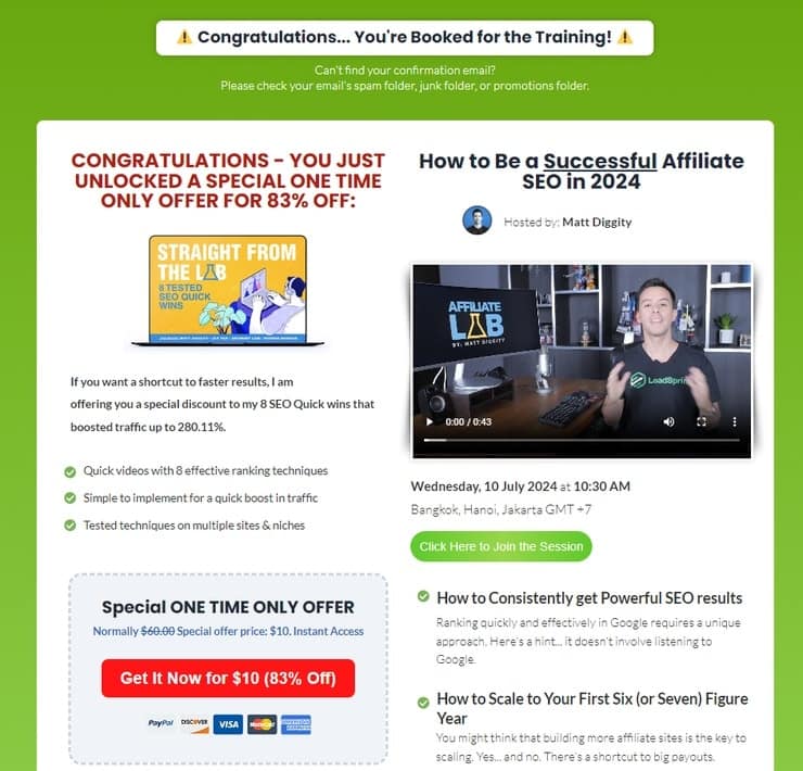 What is a Sales Funnel? Everything You Should Know 19 matt diggity thank you page with an upsell