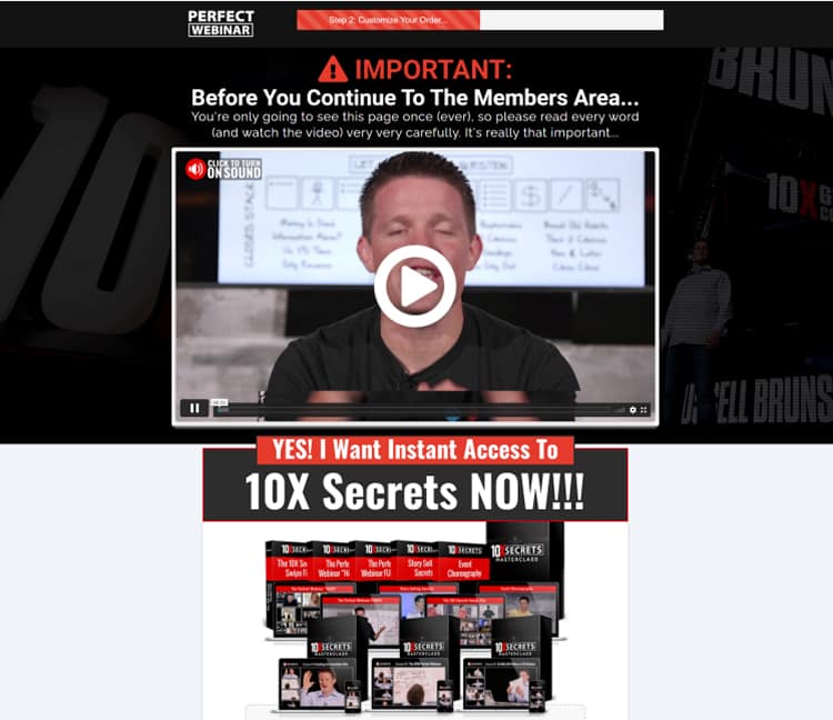 Tripwire Funnel 7 Perfect Webinar Secrets funnel: Upsell 1 - The 10x Secrets Masterclass