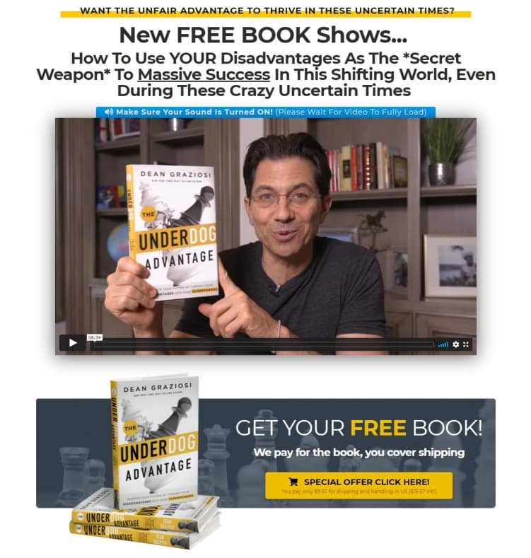 What Is A Value Ladder? Benefits, Stages, And Creation 4 Underdog Advantage Book's Sales Page