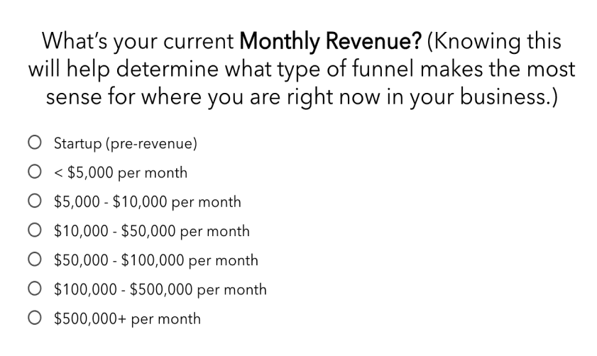 Quiz/Survey Funnel 19 Quiz Question creation: Budget/investment question