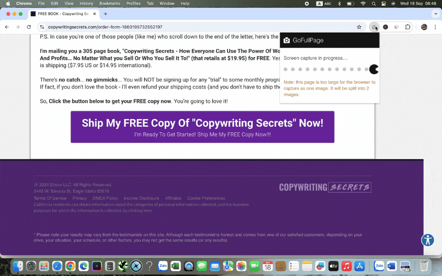 Funnel Hacking 101: Definition, Benefits & Implementation 29 use GofullPage extensiion screenshort copywriting secrets book page