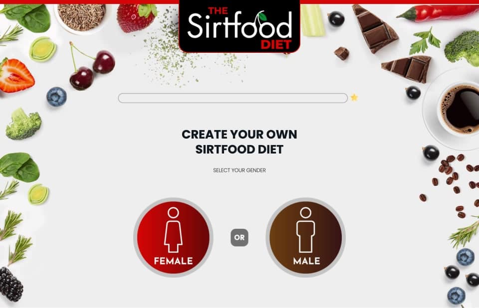 Quiz/Survey Funnel 23 Personalized diet planning page from The Sirtfood Diet inviting visitors to create their own custom meal program