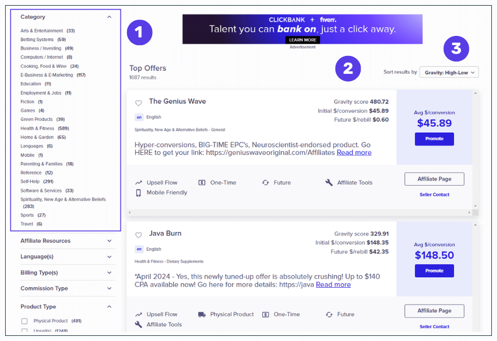 Funnel Hacking 101: Definition, Benefits & Implementation 22 find product in Clickbank marketplace