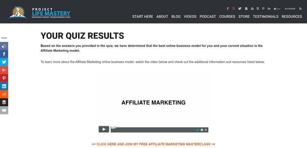 Project-life-mastery-survey-funnel-result-page