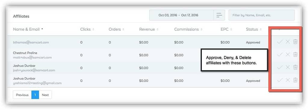 Samcart affiliate management