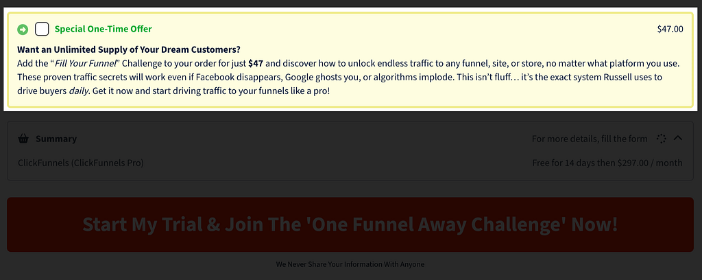 One Funnel Away Challenge Upsell