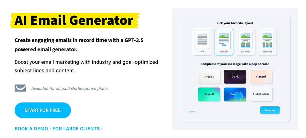 getresponse AI email generator