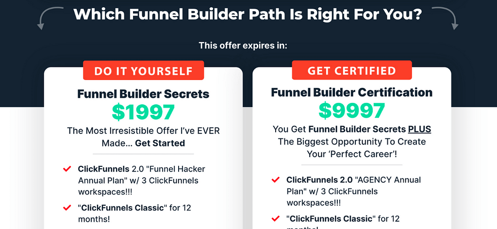 funnel builder secrets pricing
