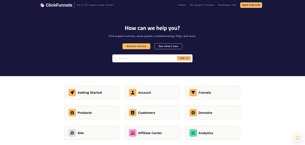 Clickfunnels review: The Help Center