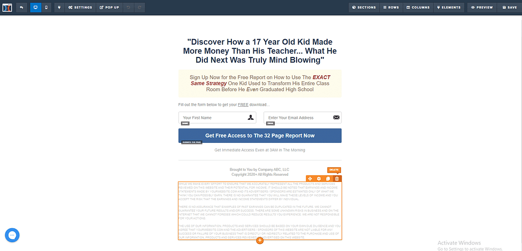 Survey page design