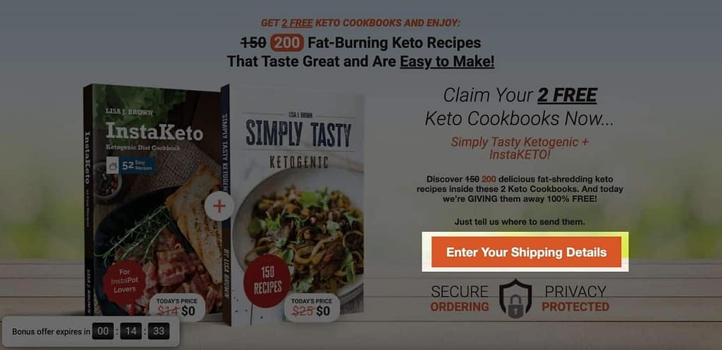 keto squeeze page cta