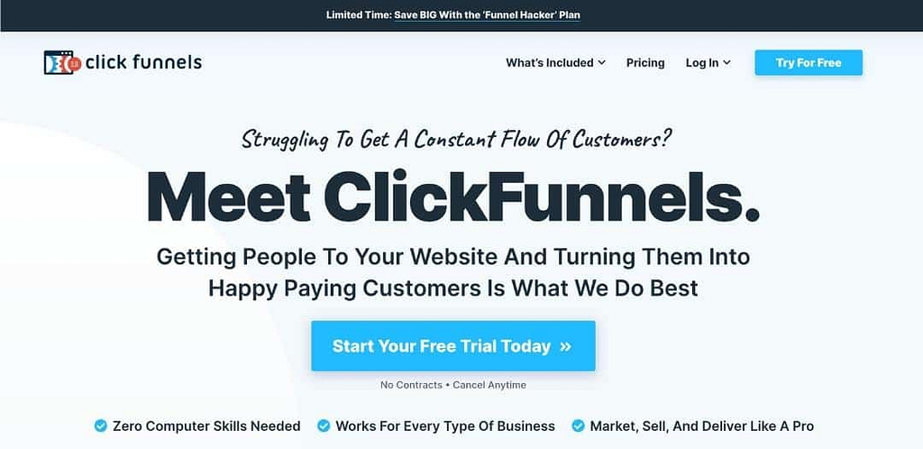 clickfunnels 2.0 homepage