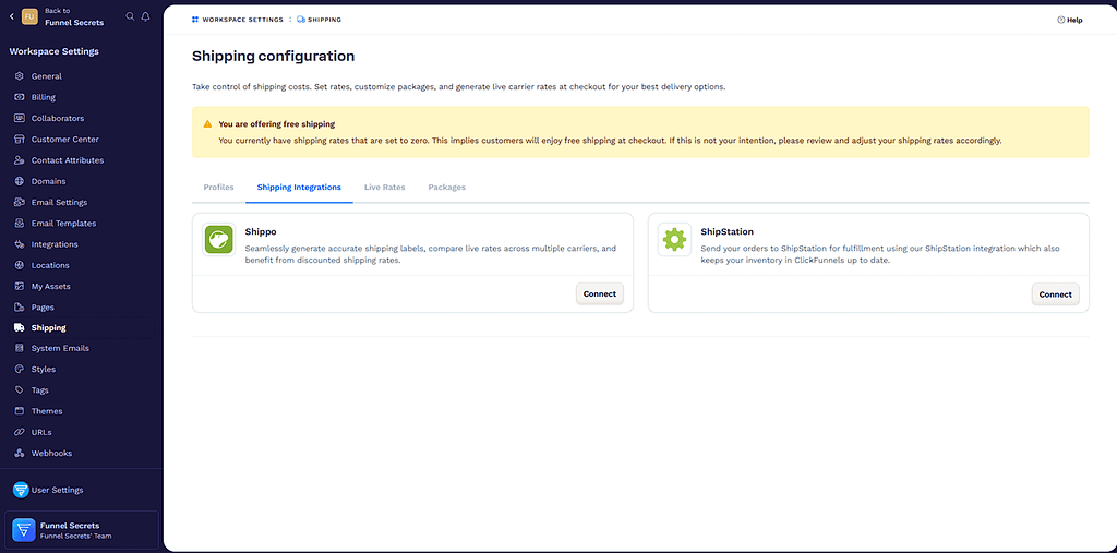 clickfunnels shipping integrations