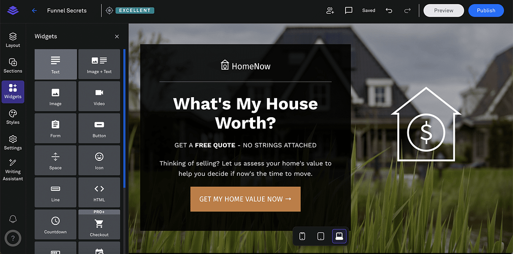 Leadpages' Drag and drop page builder