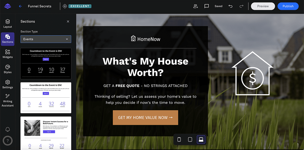 Leadpages review section templates