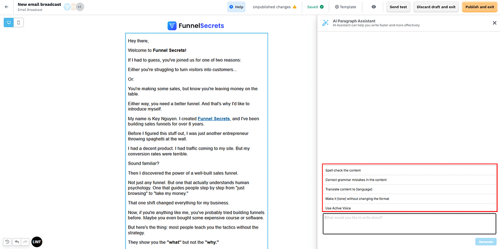 clickfunnels email ai generator 1