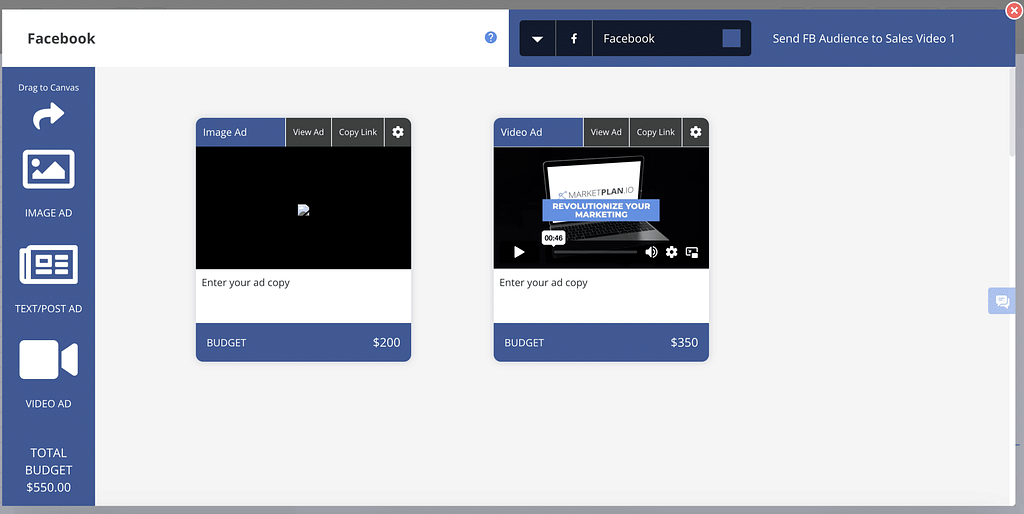 MarketPlan: customize fb ad