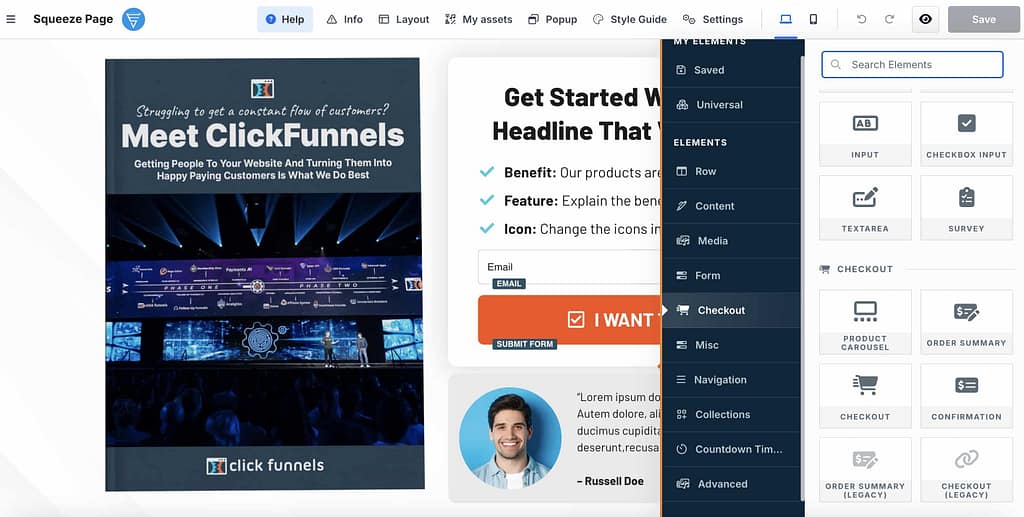 clickfunnels 2.0 landing page editor