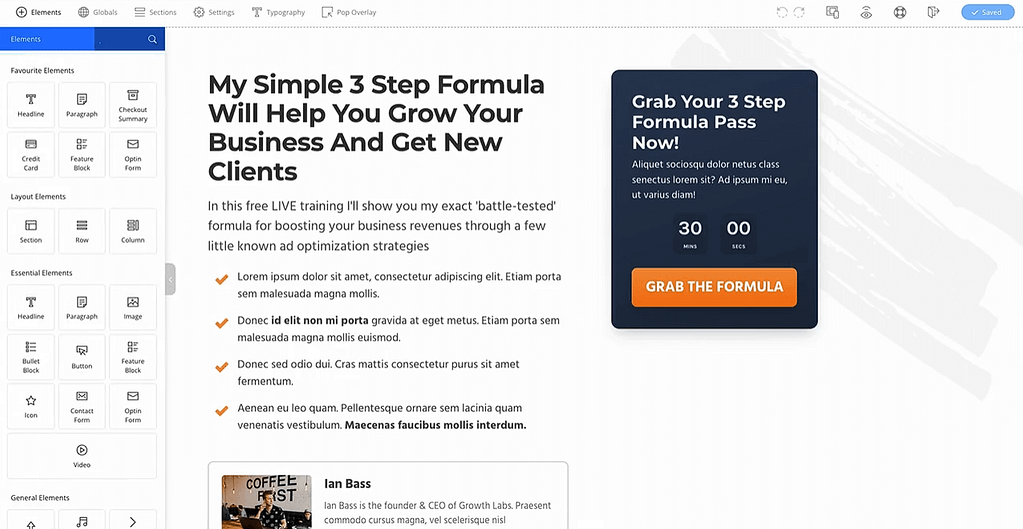 optimizepress page editor