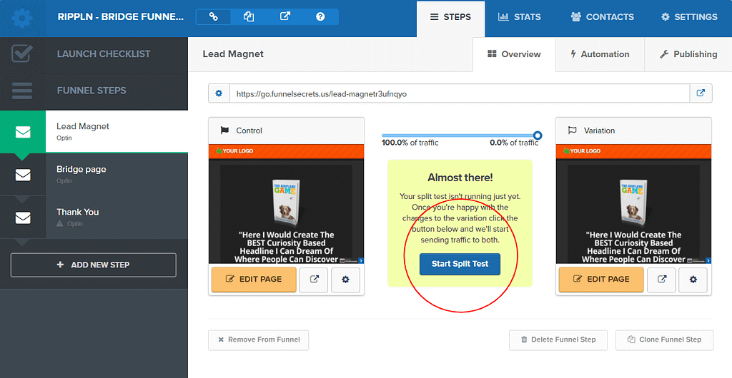 affiliate marketing funnel ab test