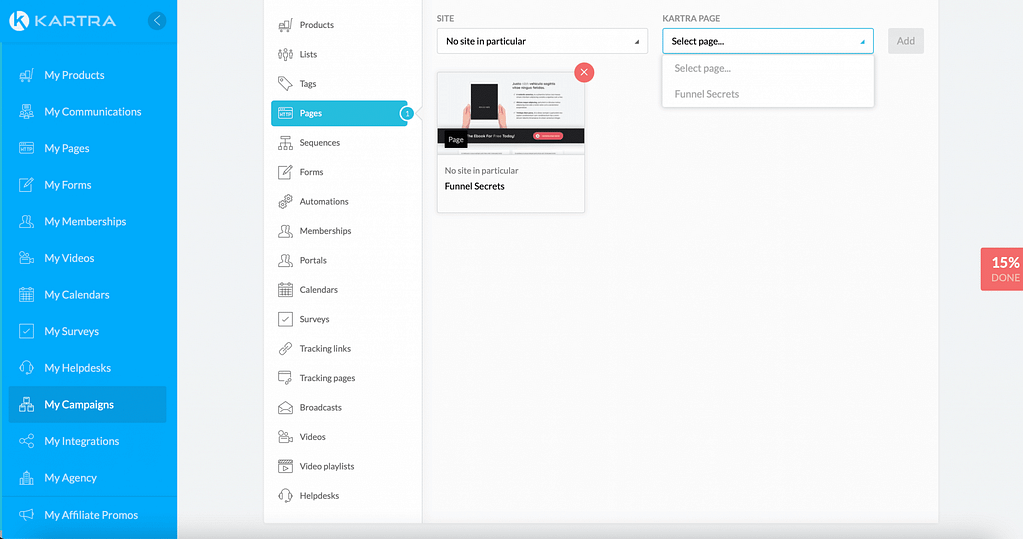 Kartra manage sales funnel campaign