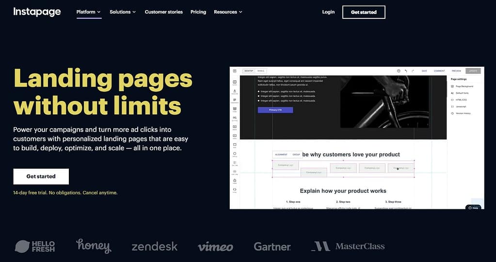 instapage homepage