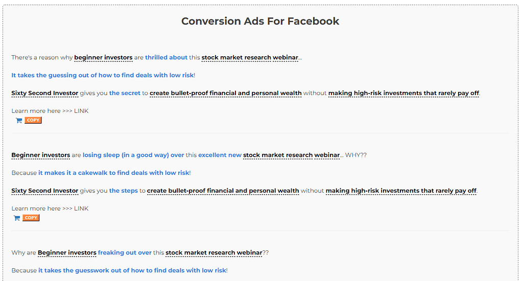 funnel scripts demo ad result