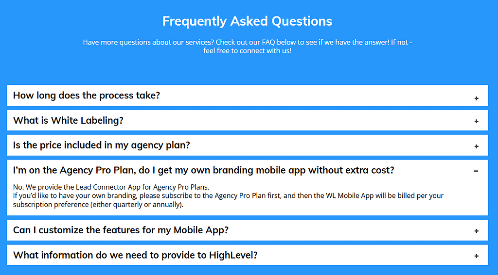 gohihglevel whitelabel mobile app pricing 2