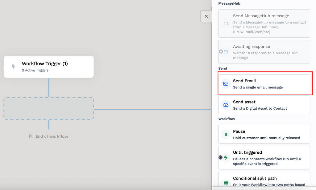 Automate sending email messages inside the Clickfunnels' automation workflow