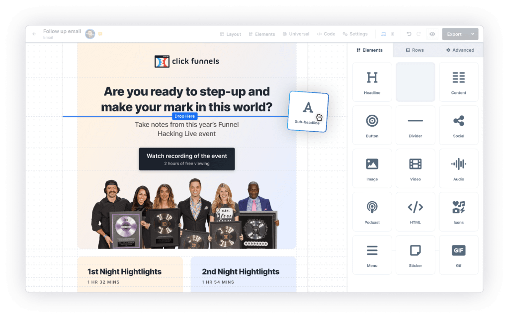 clickfunnels 2.0 email builder