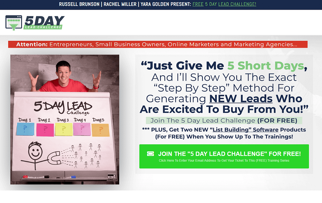 5 day lead challenge home page