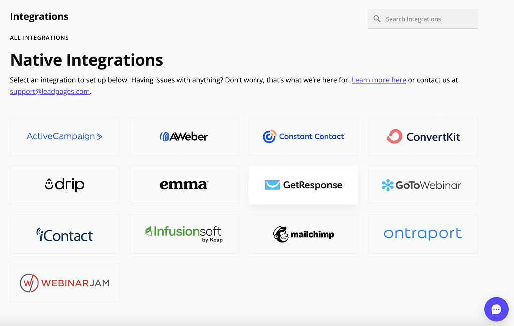 leadpages native integration