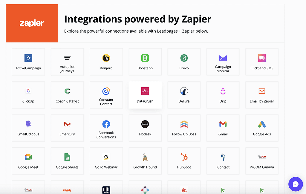 connection leadpages and Zapier