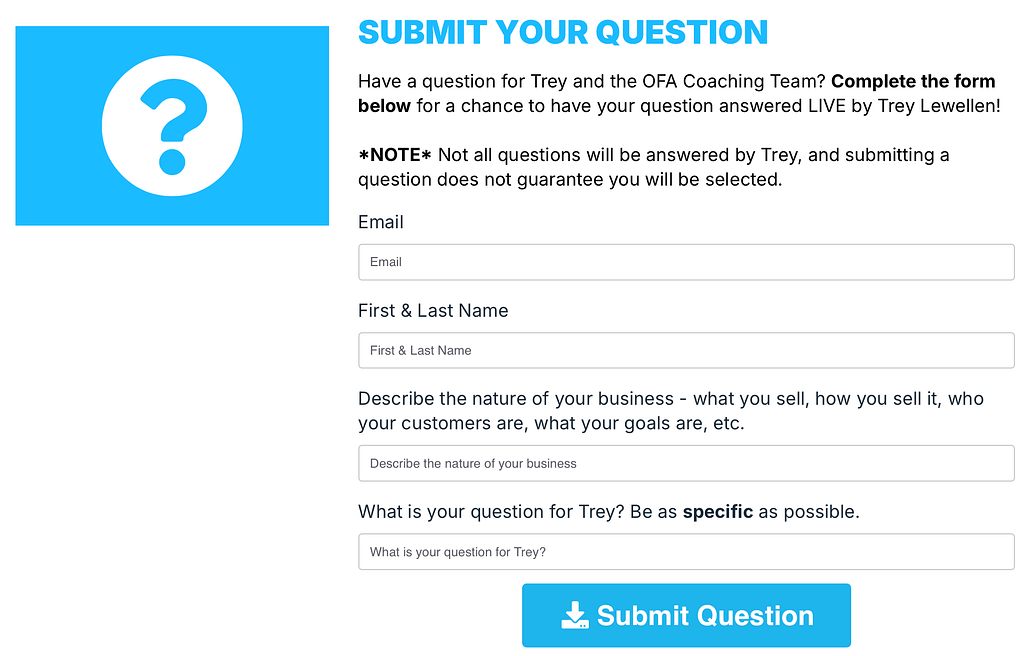 One Funnel Away Challenge review question form