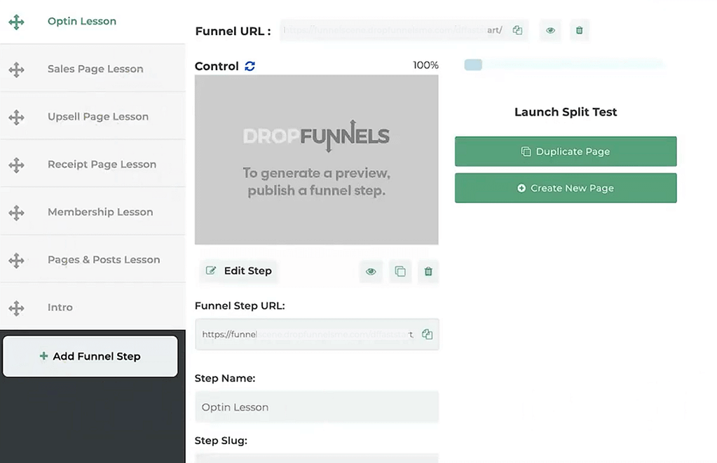 Create a sales funnel inside Dropfunnels