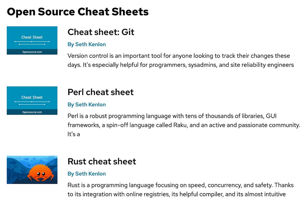 Cheatsheets help readers summarize the information