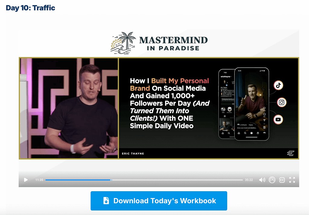 One Funnel Away Challenge review day 10 - Traffic: Eric Thayne (short video)