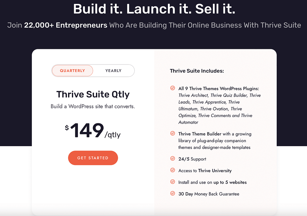 thrive suite pricing