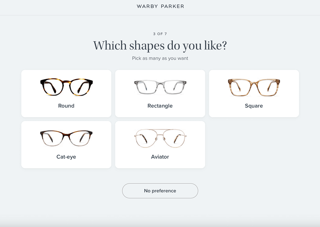 warby parker quiz funnel example 3