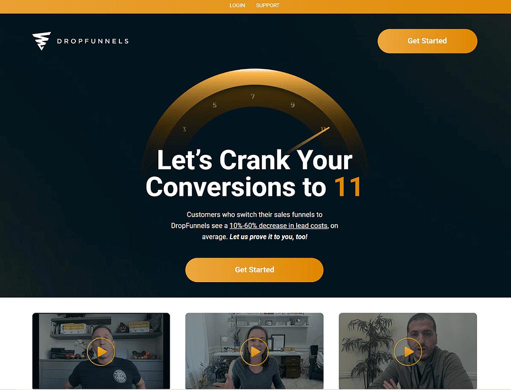 dropfunnels homepage