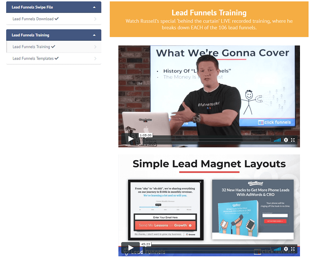 lead funnels review: Russell Brunson live recored
